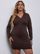 Plus Size Solid Butotn Front Tshirt Dress Sai Feel